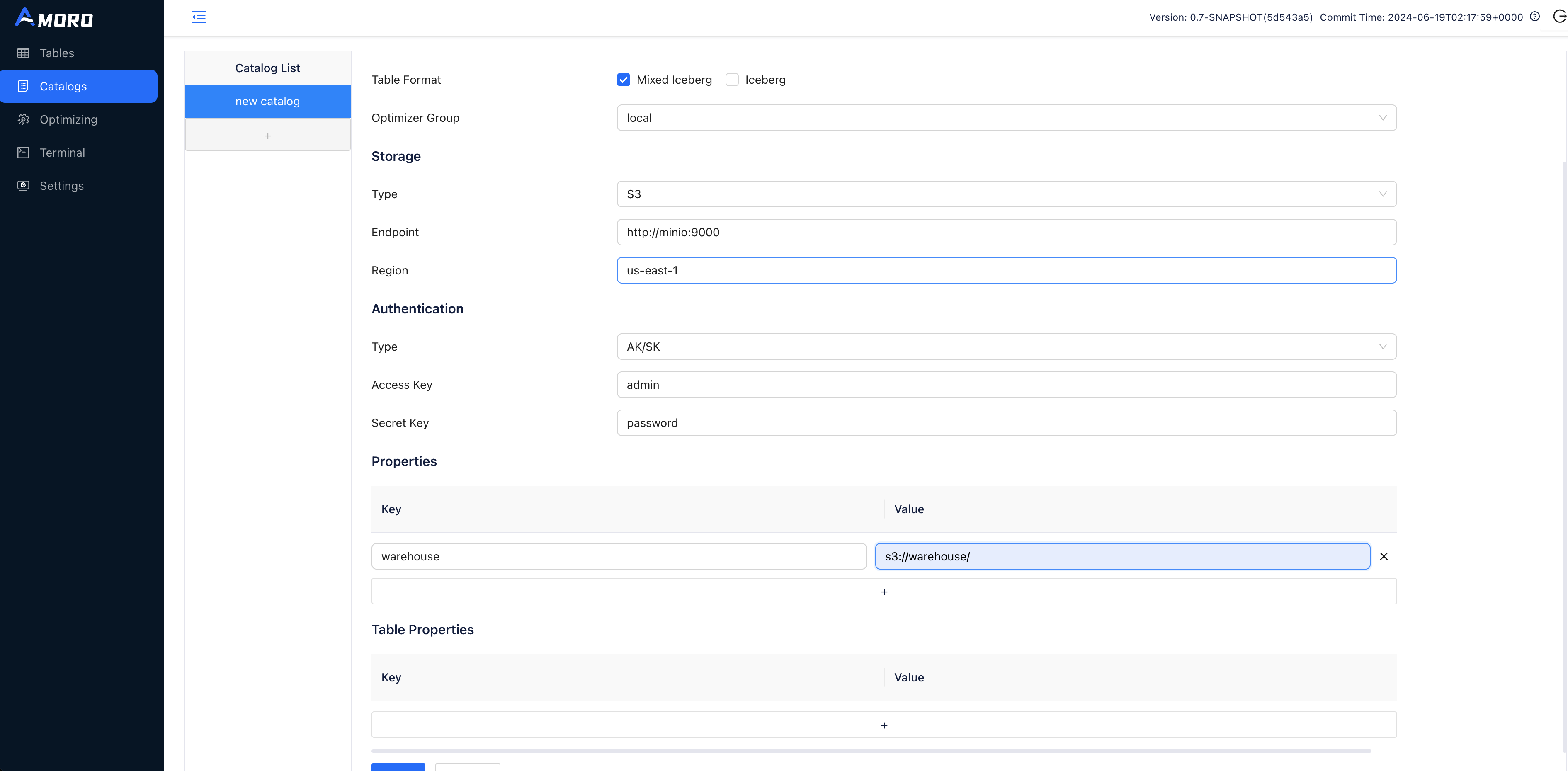 Create mixed catalog