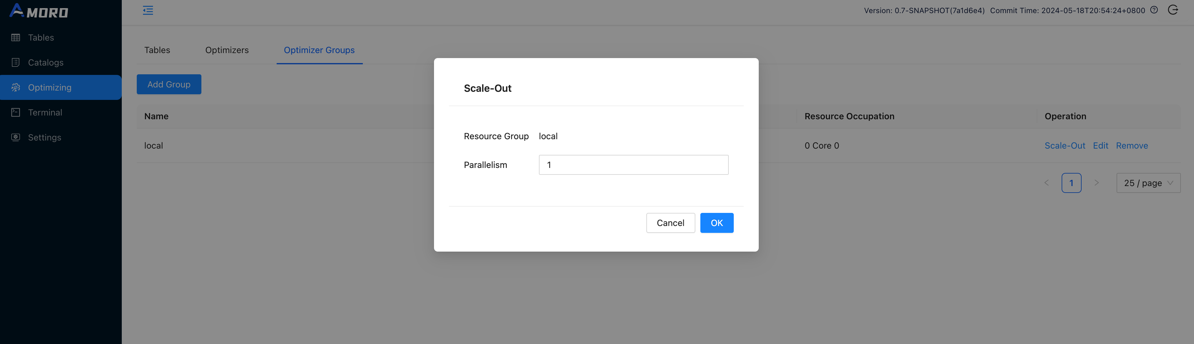 Scale out optimizer